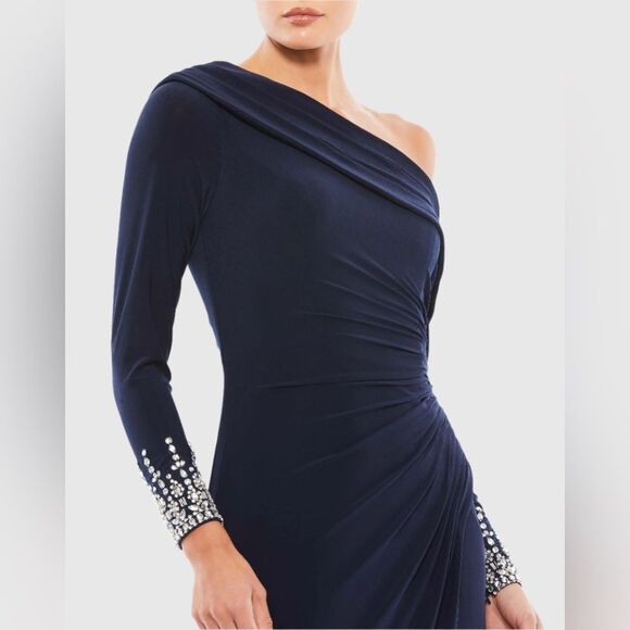 Mac Duggal Navy Long Sleeve Dress - Picture 3 of 12